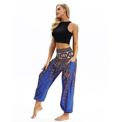 Floral Print Wide Leg Trousers for Women - Loose Fit Yoga Pants