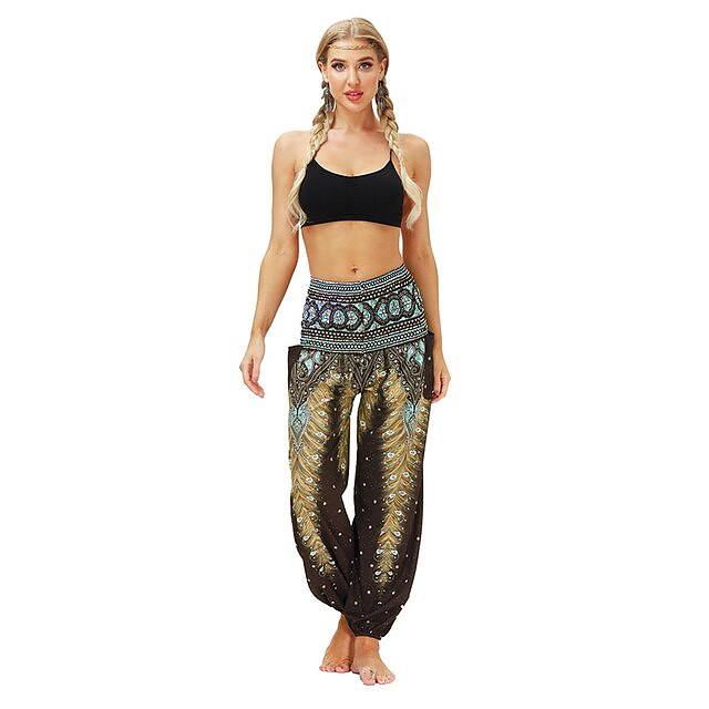 Floral Print Wide Leg Trousers for Women - Loose Fit Yoga Pants