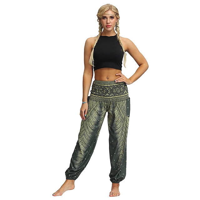 Floral Print Wide Leg Trousers for Women - Loose Fit Yoga Pants