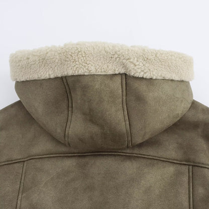 Women Zip Padded Plush Jacket Women Outerwear Winter Coat