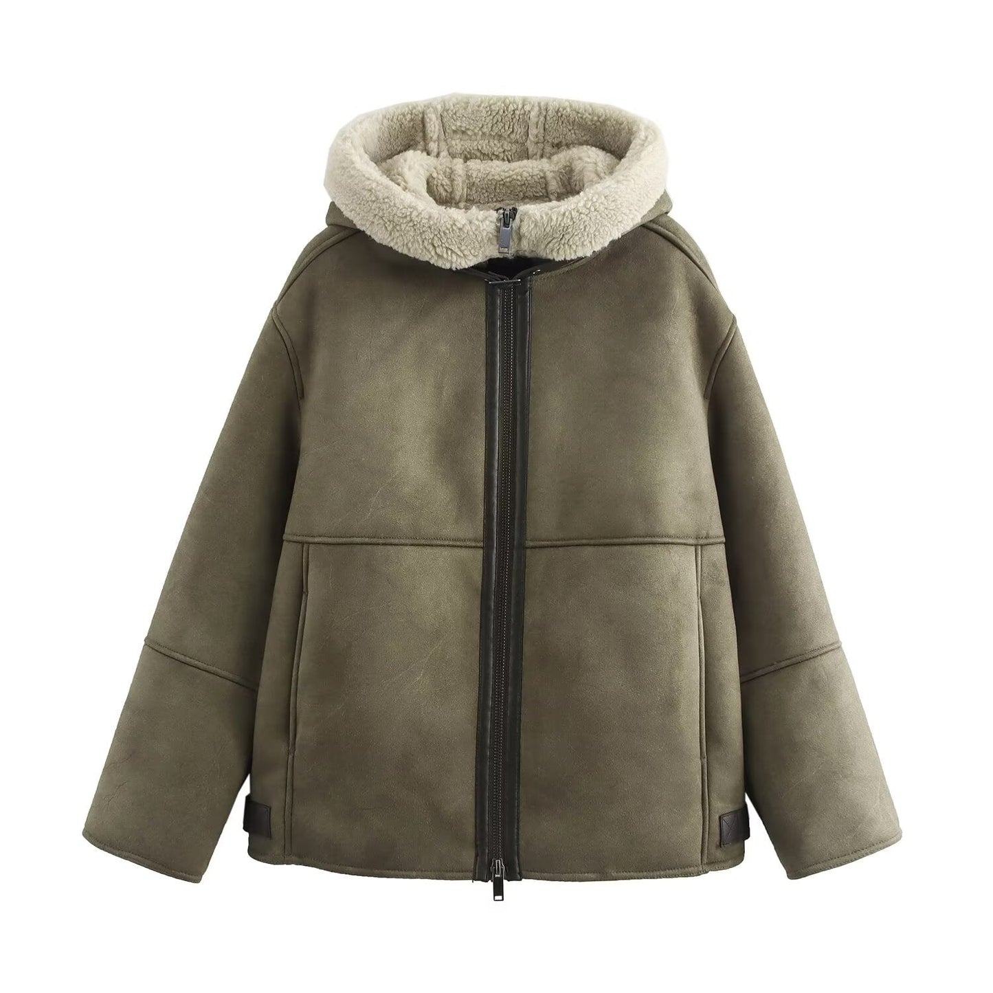 Women Zip Padded Plush Jacket Women Outerwear Winter Coat
